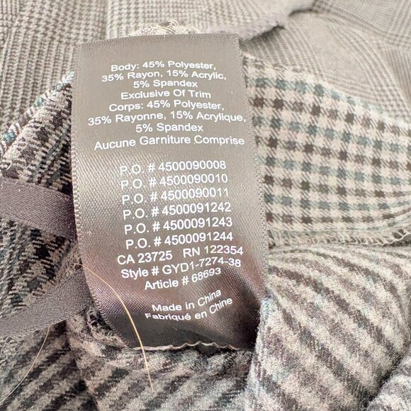 Aritzia Babaton Jethro Faux Twist Wrap Mini Skirt Grey Blue Plaid Size 8 - Picture 8 of 8